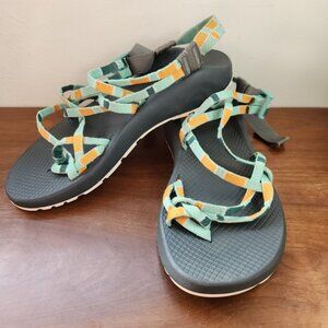 Chaco ZX 2 Classic Sport Hiking Sandal Open Toe Cross Teal Gray Womens 9